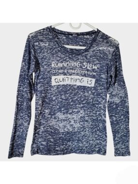 2028 * One More Mile Running Slow Graphic Long Sleeve Tee Blue Size S NWT